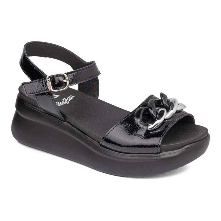 Sandales Compensées Callaghan 29910 Llana Noir Femme | GCP-12576882