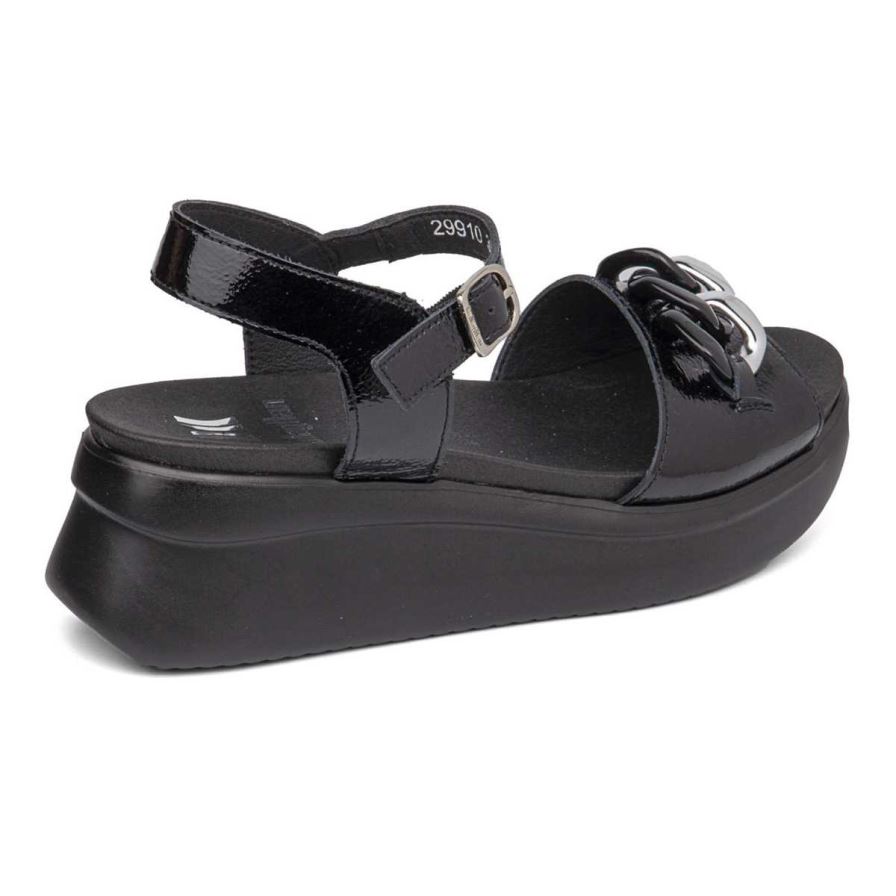 Sandales Compensées Callaghan 29910 Llana Noir Femme | GCP-12576882